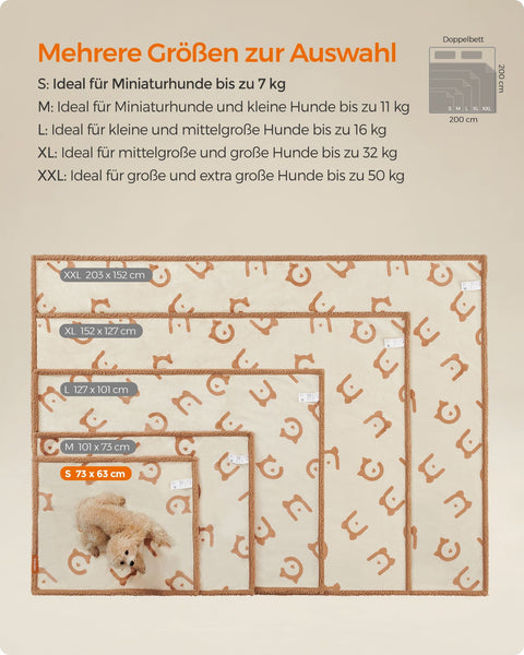 Rootz Pet Blanket - Dog Blanket - Puppy Throw - Sherpa Material - TPU Film - Flannel Fabric - Large Size 73cm x 63cm - Lightweight 0.2kg