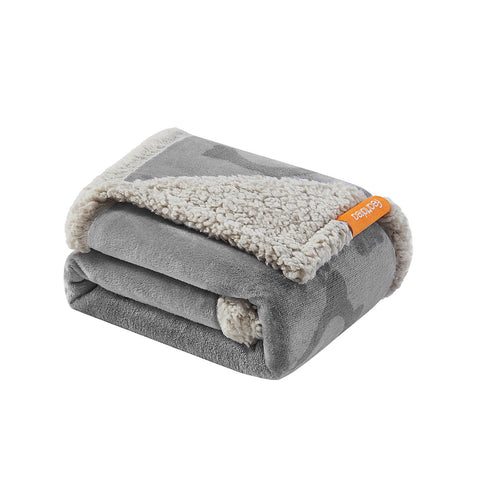Rootz Pet Blanket - Dog Blanket - Puppy Throw - Sherpa Material - TPU Film - Flannel Fabric - Lightweight - Large Size - Gray - 101cm x 73cm
