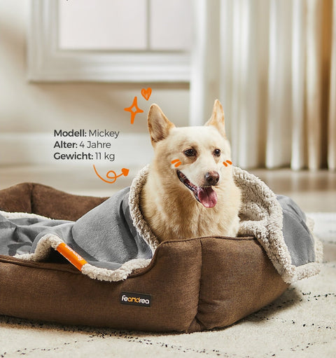Rootz Pet Blanket - Dog Blanket - Puppy Throw - Sherpa Material - TPU Film - Flannel Fabric - Lightweight - Large Size - Gray - 101cm x 73cm