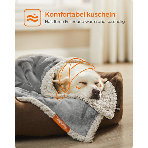 Rootz Pet Blanket - Dog Blanket - Puppy Throw - Sherpa Material - TPU Film - Flannel Fabric - Lightweight - Large Size - Gray - 101cm x 73cm