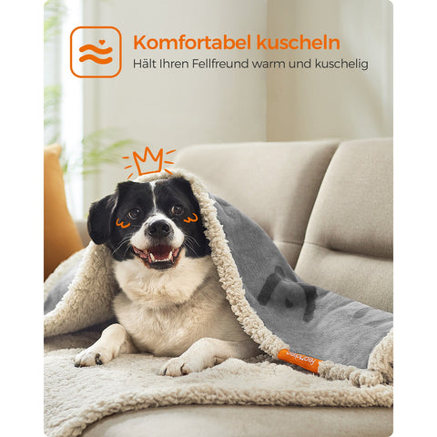 Rootz Pet Blanket - Dog Blanket - Puppy Throw - Sherpa Material - TPU Film - Flannel Fabric - Large Size 127cm x 101cm - Lightweight 0.6kg