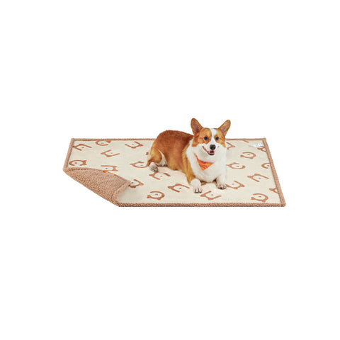 Rootz Pet Blanket - Dog Blanket - Puppy Throw - Sherpa Material - TPU Film - Flannel Fabric - Lightweight - Large Size - Beige - 127cm x 101cm