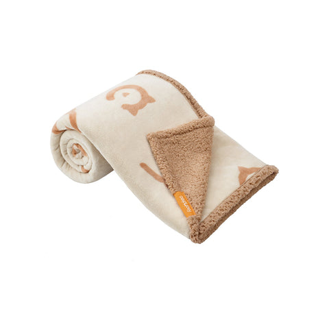 Rootz Pet Blanket - Dog Blanket - Cat Throw - Sherpa Fleece - TPU Film - Flannel - Lightweight - Large Size - Beige - 152cm x 127cm - 0.9kg