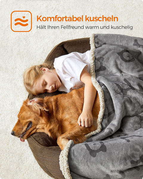 Rootz Pet Blanket - Dog Blanket - Sherpa Blanket - TPU Film - Flannel - Warm and Cozy - Lightweight - Gray - 203cm x 152cm
