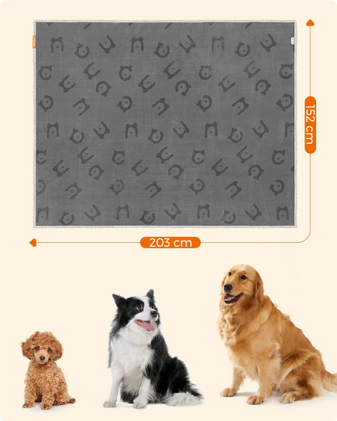 Rootz Pet Blanket - Dog Blanket - Sherpa Blanket - TPU Film - Flannel - Warm and Cozy - Lightweight - Gray - 203cm x 152cm