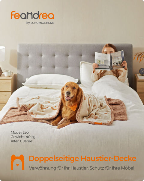 Rootz Pet Blanket - Dog Blanket - Sherpa Blanket - TPU Film - Flannel - Lightweight - Soft - Durable - Beige - 203cm x 152cm - 1.5kg