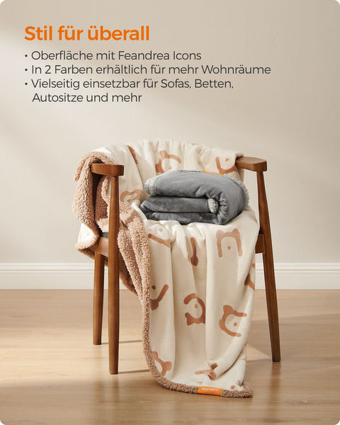 Rootz Pet Blanket - Dog Blanket - Sherpa Blanket - TPU Film - Flannel - Lightweight - Soft - Durable - Beige - 203cm x 152cm - 1.5kg