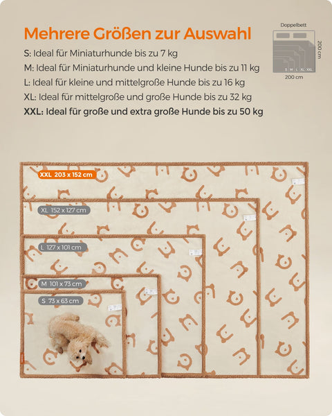 Rootz Pet Blanket - Dog Blanket - Sherpa Blanket - TPU Film - Flannel - Lightweight - Soft - Durable - Beige - 203cm x 152cm - 1.5kg