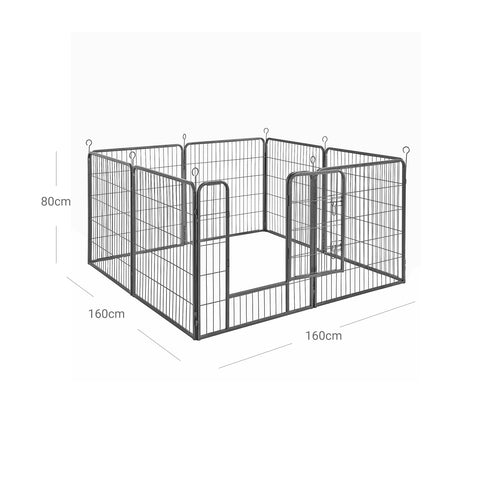 Rootz Outdoor Enclosure for Pets - Dog Playpen - Puppy Run - Iron Pipe Material - Easy Assembly - Portable Storage - 246cm x 83cm x 210cm
