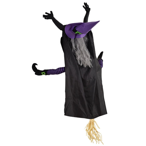 Rootz Flying Witch Halloween Decoration - Spooky Witch Prop - Hanging Witch Figure - Ideal for Haunted Houses - 90cm x 34cm x 170cm