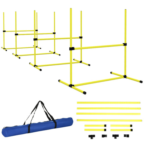 Rootz Dog Agility Set - 4 Piece Puppy Training Kit - Obstacle Course - Adjustable Height - Indoor Outdoor - Lightweight - Yellow - 99cm x 65cm x 94cm