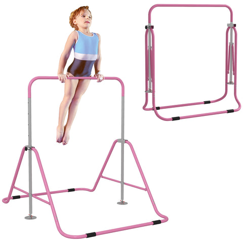 Rootz Children's Gymnastics Bar - Folding Exercise Bar - Adjustable Training Bar - Height Adjustable 88-128 cm - 154cm x 106.2cm x 88.5-128.5cm