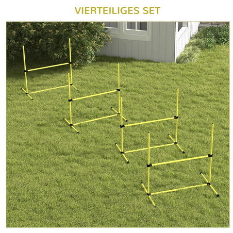 Rootz Dog Agility Set - 4 Piece Puppy Training Kit - Obstacle Course - Adjustable Height - Indoor Outdoor - Lightweight - Yellow - 99cm x 65cm x 94cm