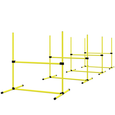 Rootz Dog Agility Set - 4 Piece Puppy Training Kit - Obstacle Course - Adjustable Height - Indoor Outdoor - Lightweight - Yellow - 99cm x 65cm x 94cm