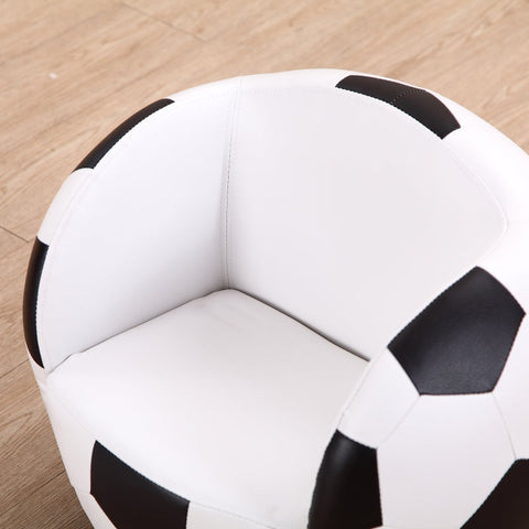 Rootz Children's Armchair with Stool - Kids Sofa - Football Chair - Fun Design - High-Quality Workmanship - Comfortable Padding - 51.5cm x 47.5cm x 43cm - Faux Leather