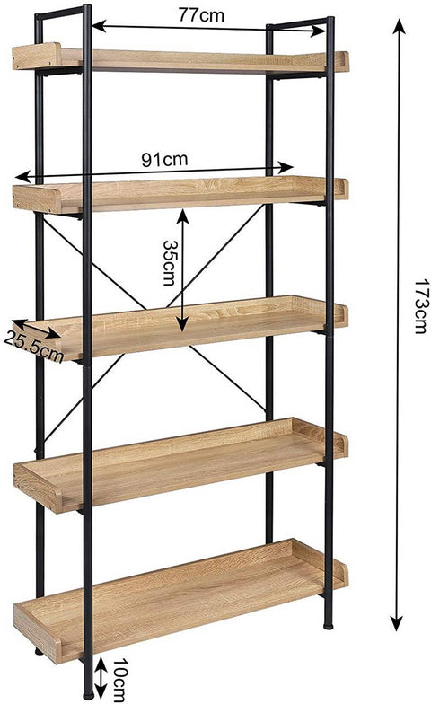 Rootz Modern Standing Shelf - Storage Rack - Display Unit - Durable & Easy Maintenance - Versatile Use - Simple Assembly - 91cm x 25.5cm x 173cm