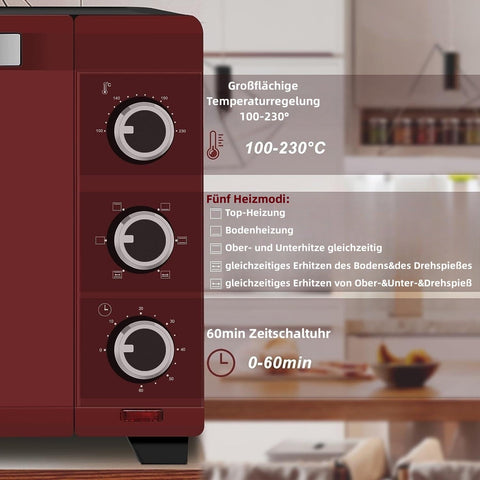 Rootz High-Performance Mini Oven - Compact Kitchen Appliance - Electric Oven - Fast Heating - Large Capacity - Easy Clean - 51.8cm x 32.5cm x 37.8cm