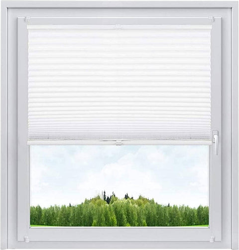Rootz Pleated Blind - Polyester Window Shade - No Drill Curtain - Sun Protection - 45cm to 120cm Width - Aluminum Profile - Klemmfix Assembly