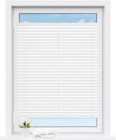 Rootz Pleated Blind with Suction Cups - Folding Window Shade - Translucent Window Covering - Height Adjustable - Easy Installation - 50cm x 120cm
