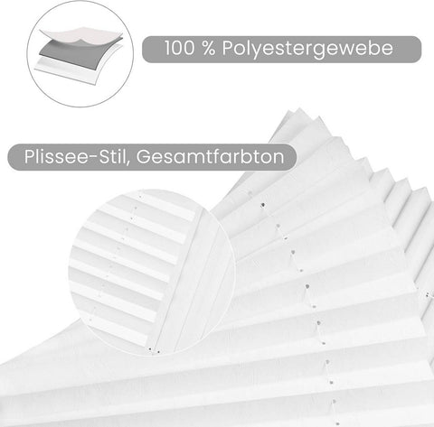 Rootz Pleated Blind with Suction Cups - Folding Window Shade - Translucent Window Covering - Height Adjustable - Easy Installation - 50cm x 120cm