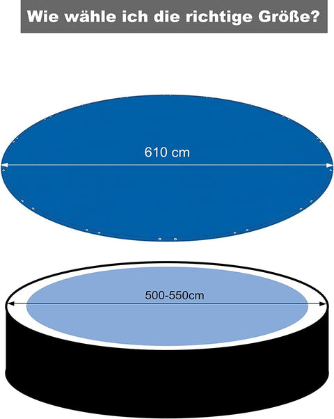 Rootz Pool Cover - Winter Tarpaulin - Swimming Pool Protection - Tear-Resistant - Dark Gray - Dust Protection - Multiple Size Options