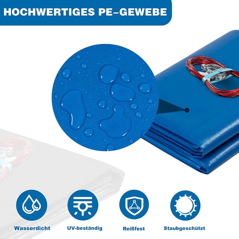 Rootz Pool Cover - Winter Tarpaulin - Swimming Pool Protection - Tear-Resistant - Dark Gray - Dust Protection - Multiple Size Options