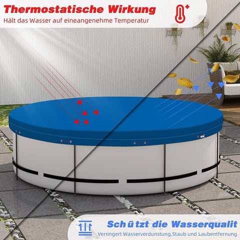 Rootz Pool Cover - Winter Tarpaulin - Swimming Pool Protection - Tear-Resistant - Dark Gray - Dust Protection - Multiple Size Options