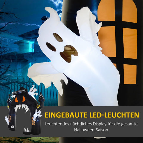 Rootz Inflatable Halloween Archway - Halloween House Arch - LED Lighted Halloween Decoration - 300L x 76W x 300H cm - Polyester - Spooky Design