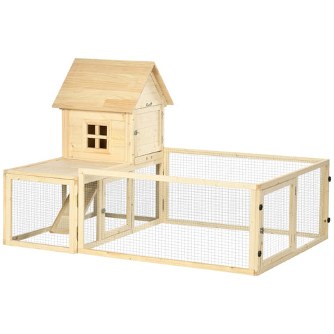 Rootz Large Rabbit Hutch - Dwarf Rabbit Enclosure - Guinea Pig Cage - Solid Fir Wood - Lockable Doors - 151.5cm x 106cm x 97cm