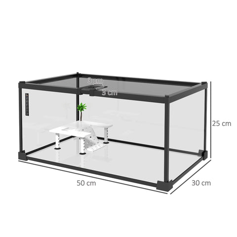 Rootz Reptile Box Breeding Container - Terrarium - Housing - Easy Observation - 50cm x 30cm x 25cm