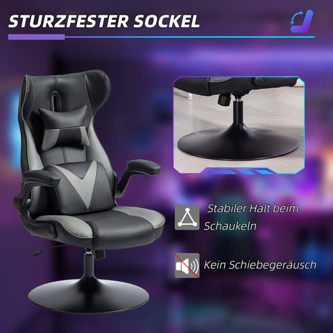 Rootz Rocking Gaming Chair - Swivel Seat - Ergonomic Chair - Height Adjustable - 67cm x 71cm x 112cm - Ultimate Comfort