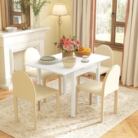 Rootz Dining Table - Kitchen Table - Folding Table - Extendable - Modern Design - Pinewood - White - 120 Cm X 80 Cm X 75 Cm