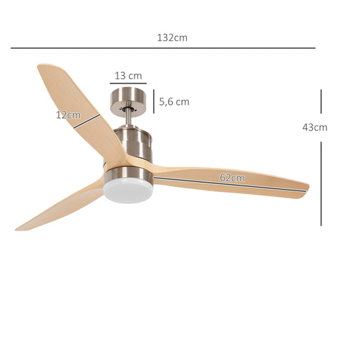 Rootz Reversible LED Ceiling Fan - Quiet Cooling Fan - Silent Room Ventilator - 6 Speeds - Remote Control - Ø132 x 43H cm
