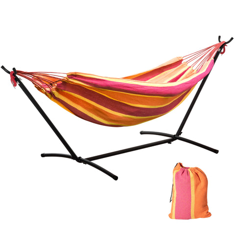 Rootz Hammock with Stand - Hanging Bed - Portable Lounger - Max. 120kg - 298L x 117W x 105H cm - Includes Carry Bag