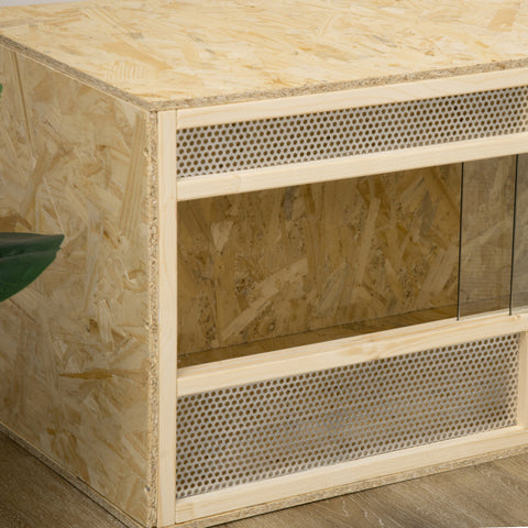 Rootz Terrarium for Reptiles - Habitat - Enclosure - Thermal Insulation - 100 x 47 x 47 cm OSB Wood and Glass Door