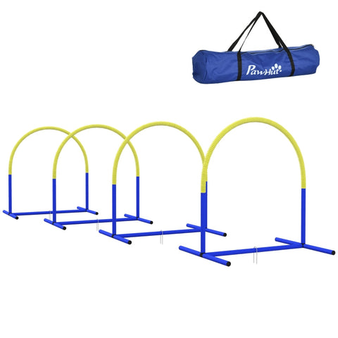 Rootz Dog Agility Set - Canine Fitness Kit - Pet Training Gear - Obstacle Course - Portable - Blue+Yellow - 88cm x 64cm x 95cm