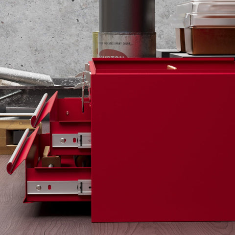 Rootz Tool Case - Tool Box - Steel Storage - Lockable Drawers - Ball Bearing Slide Rails - Cold-Rolled Steel Construction - 46cm x 24cm x 22cm
