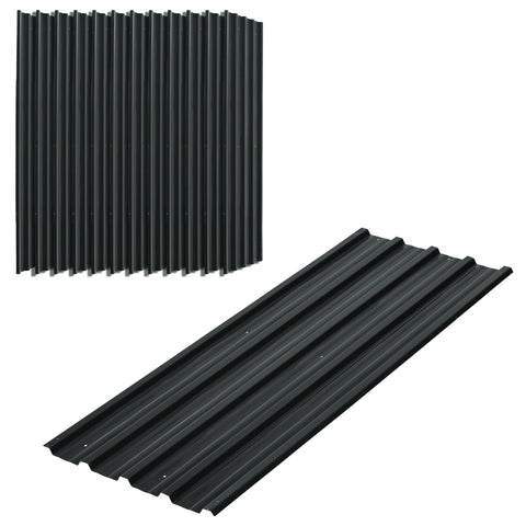 Rootz Set of 12 Galvanized Steel Panels - Weatherproof Sheets - Metal Cladding - Durable Protection - 129L x 45W cm