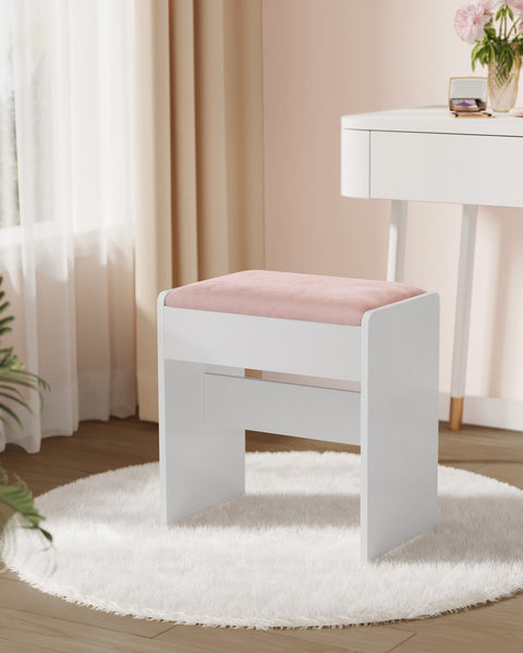 Rootz Velvet Dressing Table Stool - Makeup Stool - Bedroom Vanity Chair - Particle Board - High Density Foam - 28.6cm x 45cm x 45cm