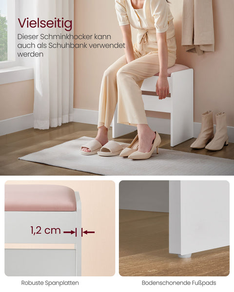 Rootz Velvet Dressing Table Stool - Makeup Stool - Bedroom Vanity Chair - Particle Board - High Density Foam - 28.6cm x 45cm x 45cm