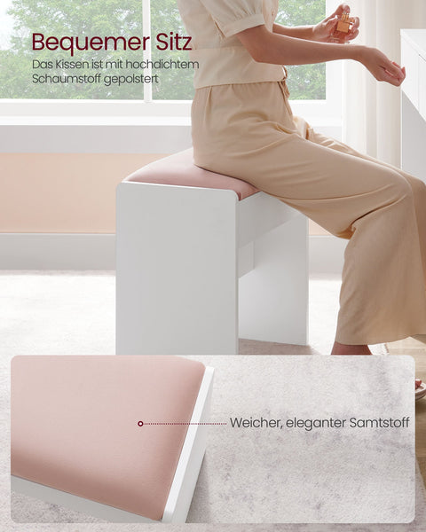 Rootz Velvet Dressing Table Stool - Makeup Stool - Bedroom Vanity Chair - Particle Board - High Density Foam - 28.6cm x 45cm x 45cm