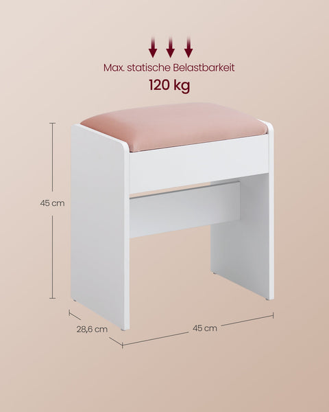 Rootz Velvet Dressing Table Stool - Makeup Stool - Bedroom Vanity Chair - Particle Board - High Density Foam - 28.6cm x 45cm x 45cm