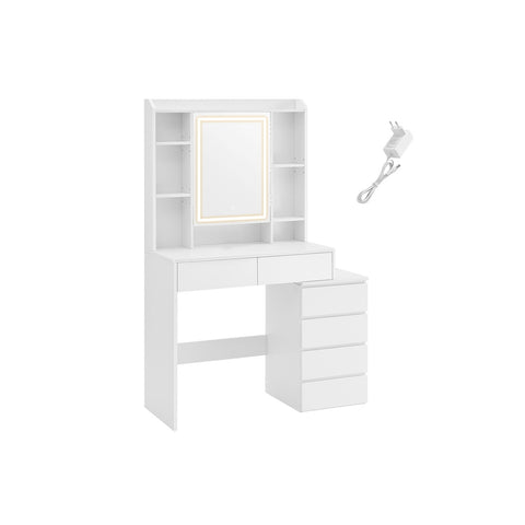 Rootz LED Dressing Table - Vanity Table - Makeup Desk - Cloud White - Modern Design - 40cm x 97.5cm x 145cm