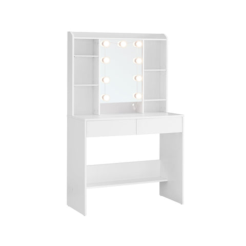 Rootz Dressing Table - Vanity Table - Makeup Desk - Chipboard Material - Spacious Storage - Easy Assembly - Anti-Tip Feature - Cloud White - 40cm x 90cm x 144.7cm