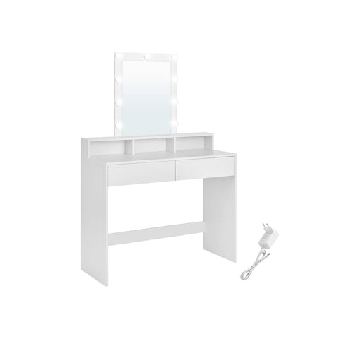 Rootz White Chipboard Dressing Table - Vanity Desk - Makeup Table - Spacious Storage - 40cm x 100cm x 145cm