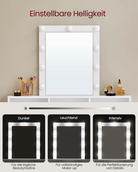 Rootz White Chipboard Dressing Table - Vanity Desk - Makeup Table - Spacious Storage - 40cm x 100cm x 145cm