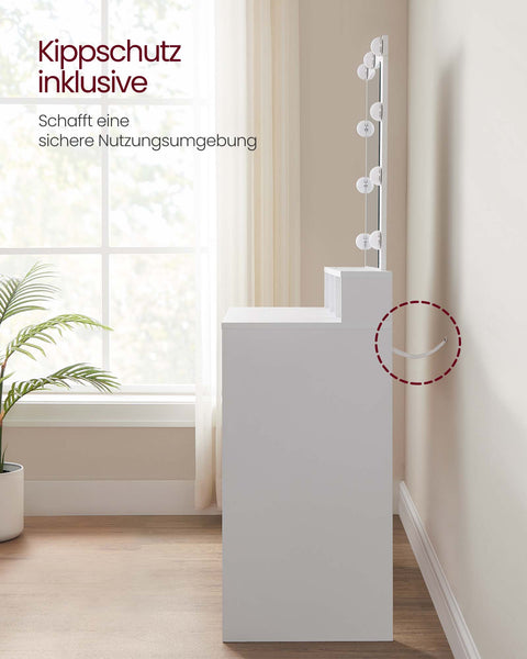 Rootz White Chipboard Dressing Table - Vanity Desk - Makeup Table - Spacious Storage - 40cm x 100cm x 145cm