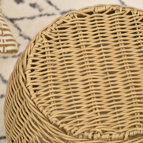 Rootz 2 Level Cat House - Cat Basket - Cat Cave - Cozy Retreat - Ø 40 x 30 cm - Brown Resin Rattan with Soft Cushion