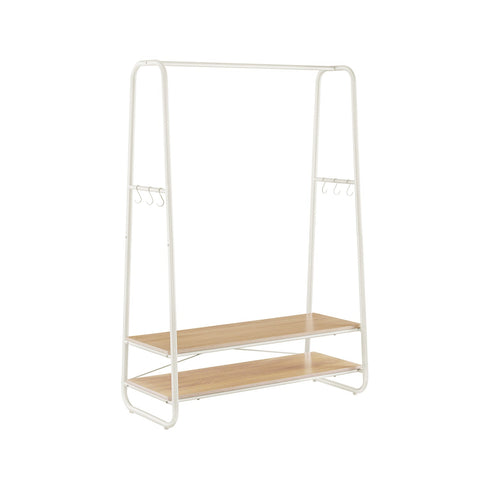 Rootz Oak Cream White Clothes Rack - Wardrobe Organizer - Garment Stand - Chipboard & Steel - 45cm x 100cm x 160cm - Heavy Duty - Easy Assembly - Max Load 170kg