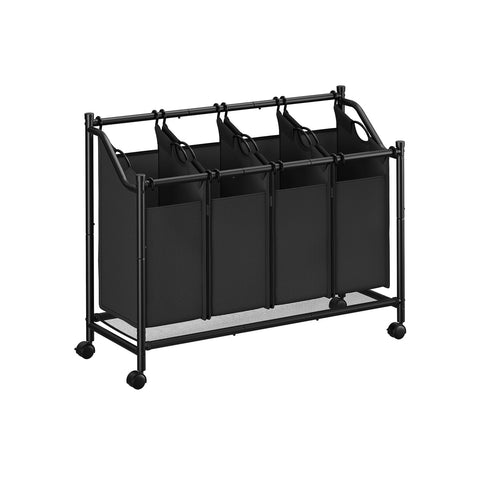 Rootz 4-Bag Laundry Sorter - Clothes Organizer - Detachable Bags - Heavy-Duty Construction - 105cm x 38.5cm x 81cm